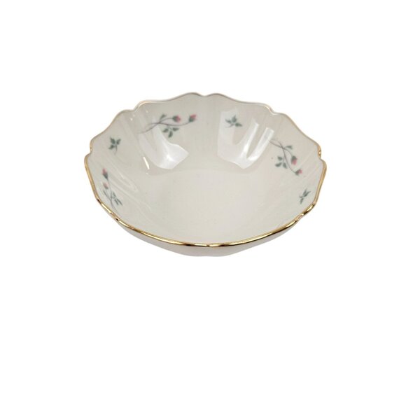 Lenox Rose Manor Scalloped Bowl Cream Pink Rose Floral Gold Trim Made in USA - Picture 4 of 9